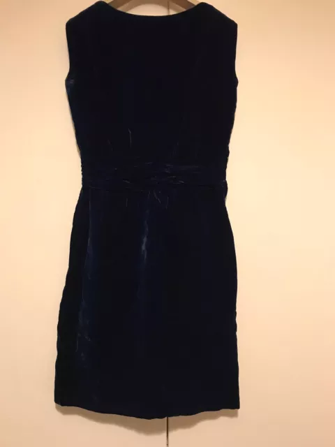1960s Vintage Frank Usher Designer Royal Blue Velvet Party Evening Dress