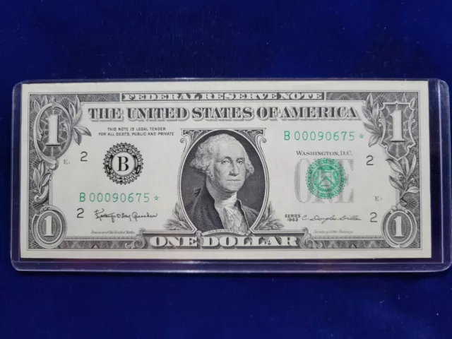 🌟 1963 $1 Dollar Federal Reserve Star Note New York B FANCY LOW SERIAL UNC