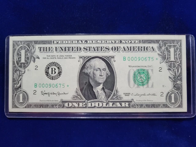 🌟 1963 $1 Dollar Federal Reserve Star Note New York B FANCY LOW SERIAL UNC