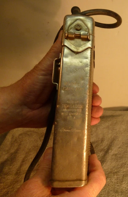 Edison Model P Single Shot Blasting Coal Miners Cap Lamp Permissible #20 4