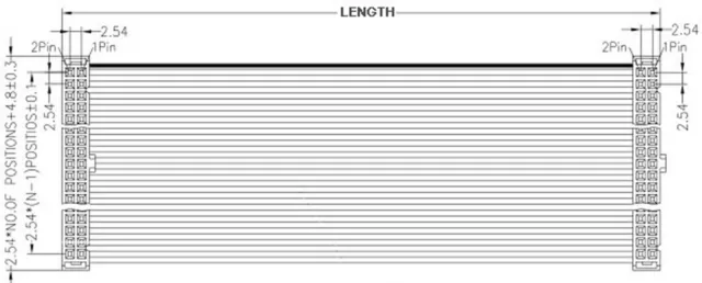 2 pièces 2,54 mm pas 2 x 6 broches 12 broches extension 12 fils câble ruban plat IDC L= 20 CM 3