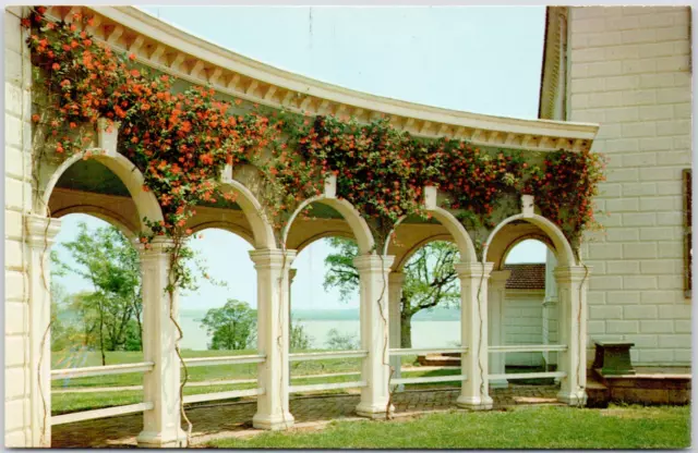 George Washington's Mount Vernon Virginia Mansion Colonades Flowers VTG Postcard