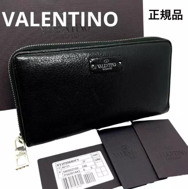 VALENTINO LONG WALLET round zipper black leather men's/009965 $265.00 ...