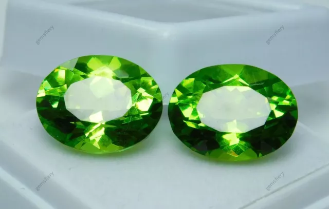 20.20 Ct Natural PERIDOT Faceted CERTIFIED Amazing Gems Green OVAL CUT Pair