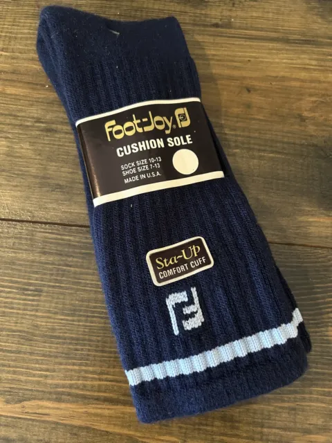 Foot joy FJ VTG Blue Golf Socks Men 10-13 Crew Made USA New VINTAGE OLD STOCK