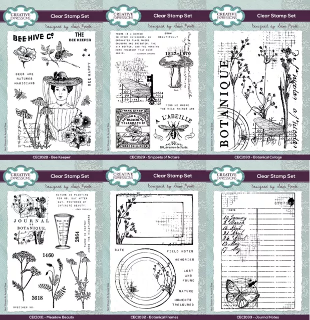 Creative Expressions Sam Poole Shabby Botanical Unmounted Clear A5 Stamps