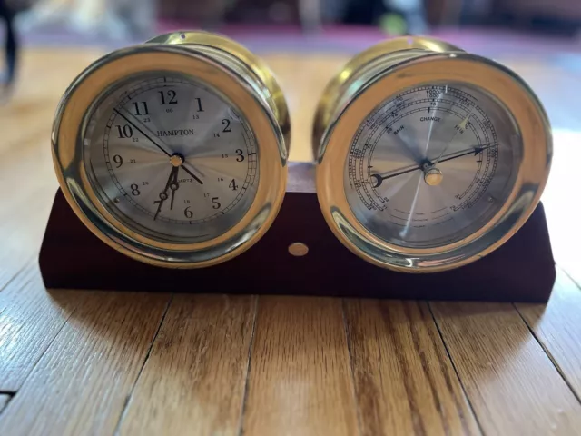 Hampton Brass Ship's Yacht Clock and Barometer Set Boat wheelhouse nautical