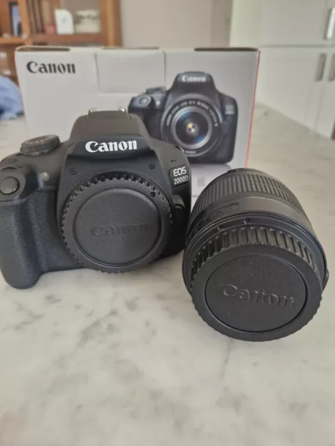 Canon EOS 2000D DSLR camera, EF-S 18-55 III Kit.