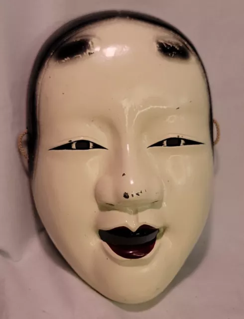 Vintage Ko-omote Noh Mask Waka Onna Young Woman Goddess Ceramic Japan Theater