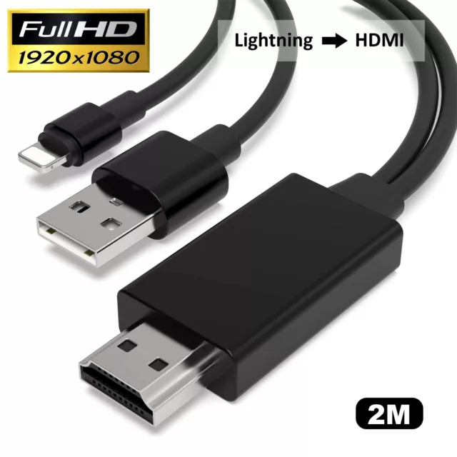 2M Lightning zu HDMI Kabel Adapter Video Full HD TV für iPhone IPad ITouch TOP