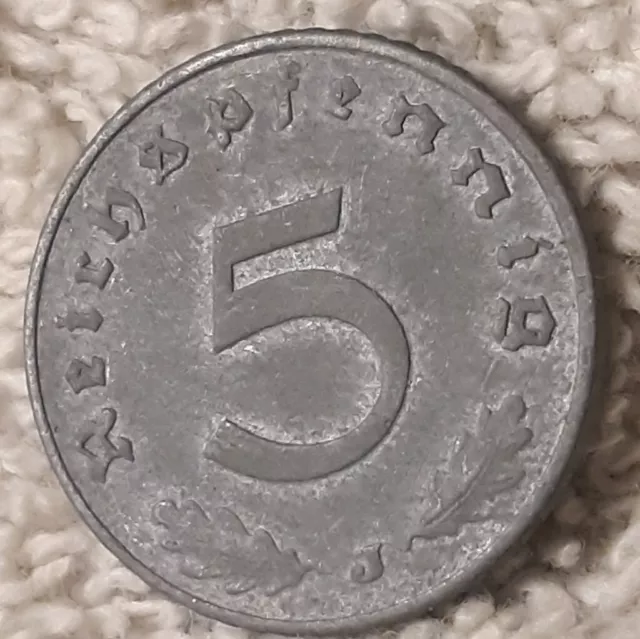 Vintage 1941 , WW2 German 5 Reichspfennig , WWII Era Circulated Coin