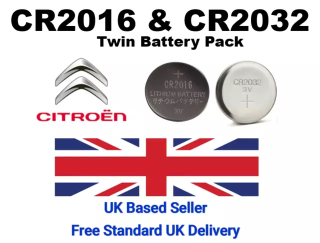 Citroen C1 Key Fob Battery 2014-2022 CR2032 & CR2016 Twin pack