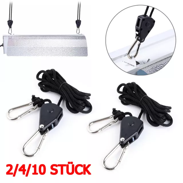 2/4/10x 1/8 Zoll Rope Ratchet Seil Ratsche Hanger YOYO Hanger für LED Grow Light