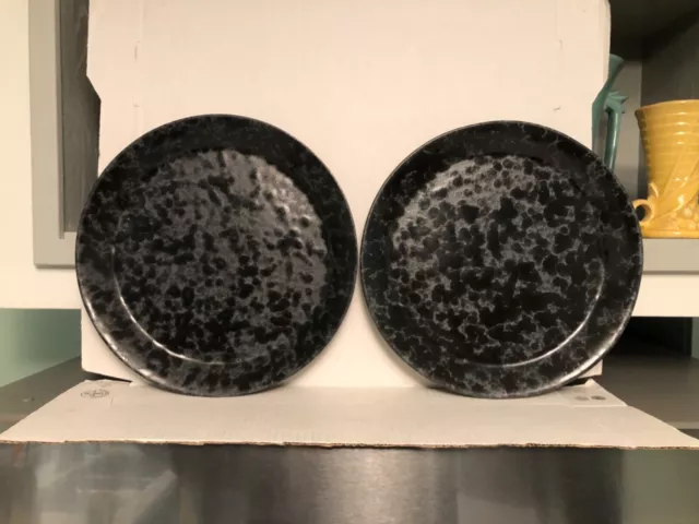 Bennington Pottery Black Agate Dinner Plates Set Of Two Nos