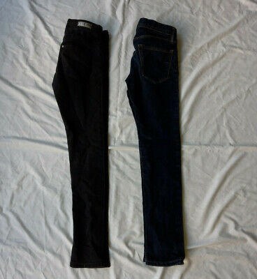 Girls 2 Pack Jeans 9-10 Years Blue Black Denim Used Condition