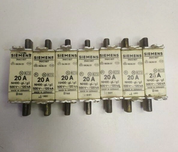 Siemens 3NA3807 20A 500V/120kA Fusible 7pcs