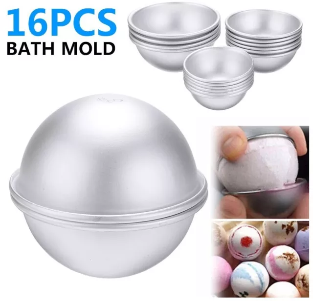 16pcs Soap Candle Mould DIY Aluminium Metal Bath Ball Mold Bomb Sphere Round