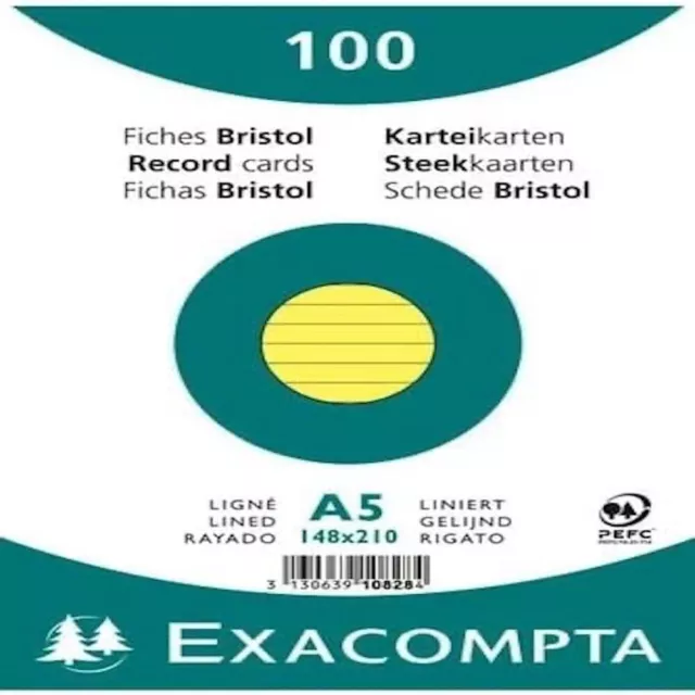 Exacompta 10828SE Karteikarten 100 Stk. 250g DIN A5 liniert Schule NEU OVP