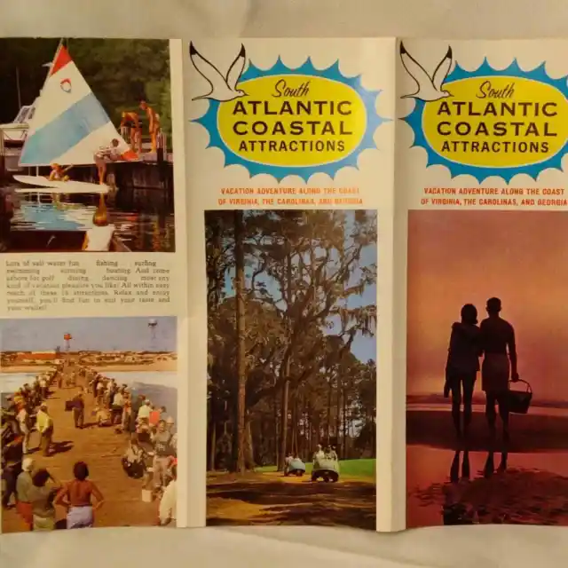 South Atlantic Coastal Attractions Vtg Brochure SC VA GA NC 1960's Cool Pics