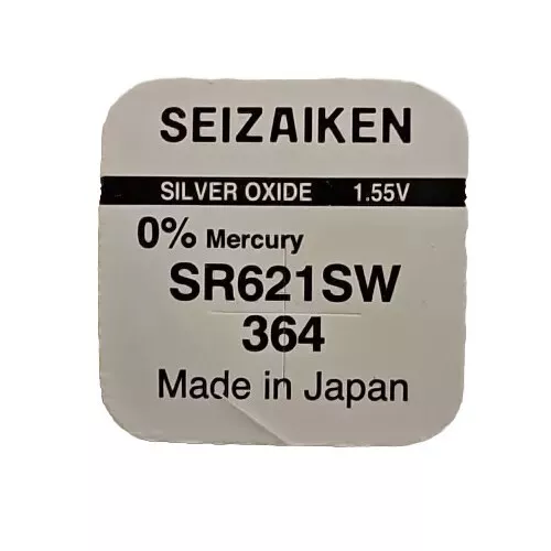 1* SEIKO 364 Seizaiken Uhr Batterie SR621SW Silver Oxide Made in Japan 1,55V ÖZE