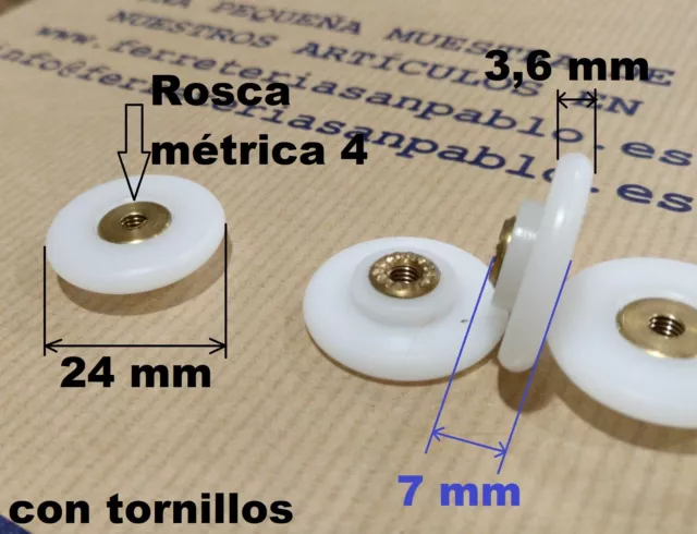 6 ruedas de mampara PLANA 24 MM (rodamientos para ventanas) rueda rodamiento