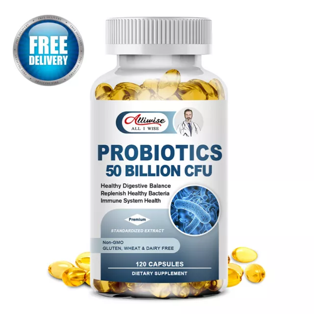 Probiotics 50 Billion CFU Potency Digestive Immune Health 120 Capsules DIGESTIVE