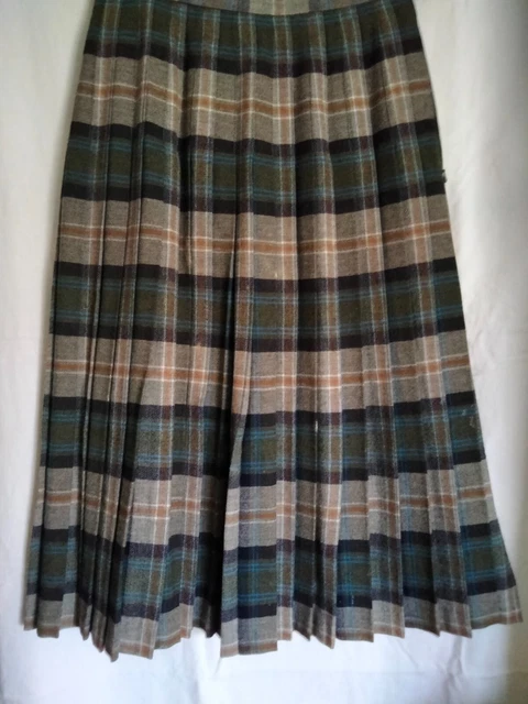 jupe plissée écossaise vintage, T.42 (14UK), pure laine
