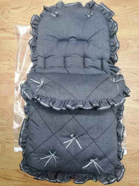 Baby Mädchen/Jungen Holzkohle/Silber Bandschleifen Fuß Muff gemütliche Zehen Kinderwagen Buggy