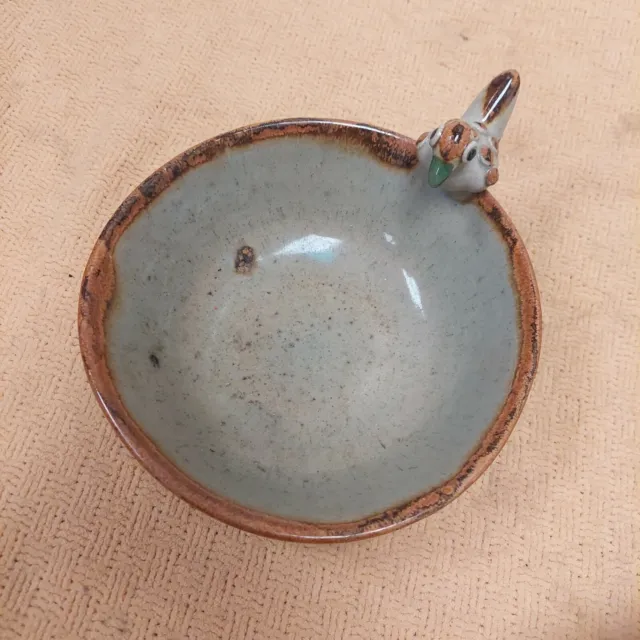 Antique Vintage Signed "W" Stoneware Bird Pottery 7.5” Bowl Unique Beautiful 😍