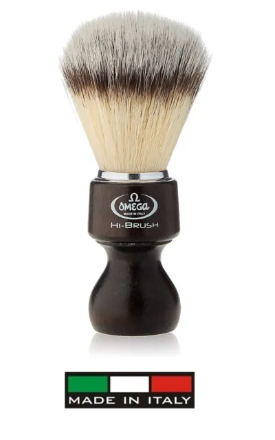 Omega 0146126 pennello da barba  pelo sintetico Hi Brush manico legno made Italy