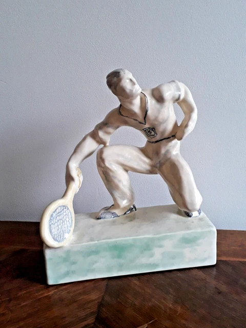 BOCH LA LOUVIERE CATTEAU ? GROUPE EN CERAMIQUE ART DECO TENNISMAN TBE 20 cm