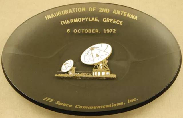 Inauguration of 2nd Antenna Thermopylae Greece 1972 ITT Space Comm. Glass Plate