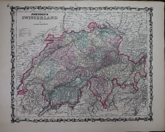 1862 Johnson's Atlas Map ~ SWITZERLAND ~(14x18)  -#880