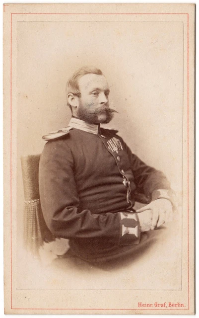 CDV Foto Offizier mit Ordensspange, Garde-Regiment Berlin, Feldzug 1870/71
