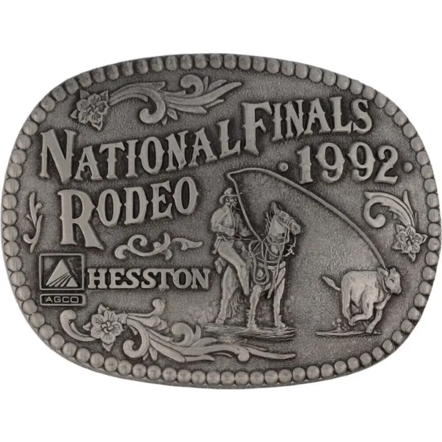National Final Rodeo Nfr Hesston Cowboy Calf tie-down Roping Vintage Belt Buckle