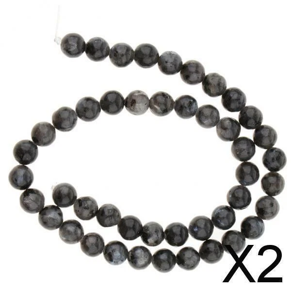 2X bricolage larvikite labradorite noire pierre gemme labradorite ronde perles