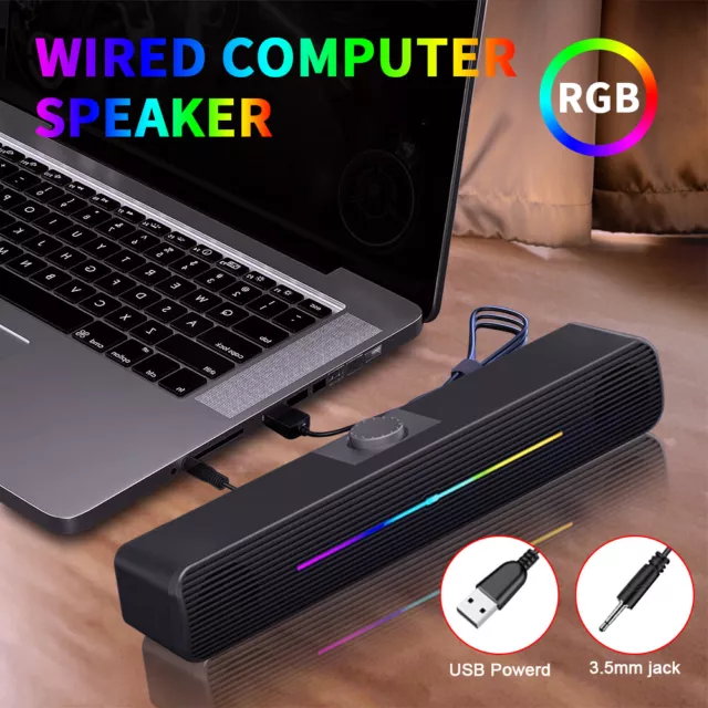 USB Wired Stereo Computer Speakers For PC Laptop Desktop TV Subwoofer Speaker