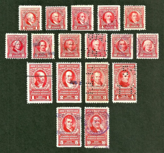 *us 1954 documentary revenue stamps sc#R654-R677 incomplete set, all with faults