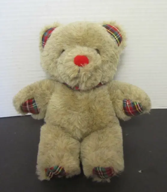Vintage 1984 Russ Berrie Applause Teddy Bear 10” Plush Plaid Tie Stuffed Bear