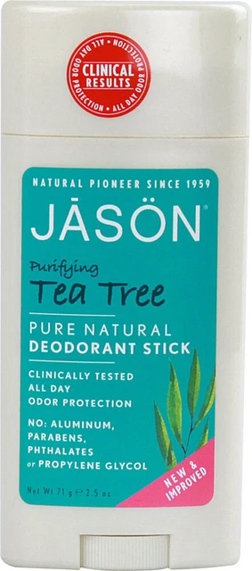 Barra desodorante purificadora de árbol de té de Jason Natural Products, 2,5 oz