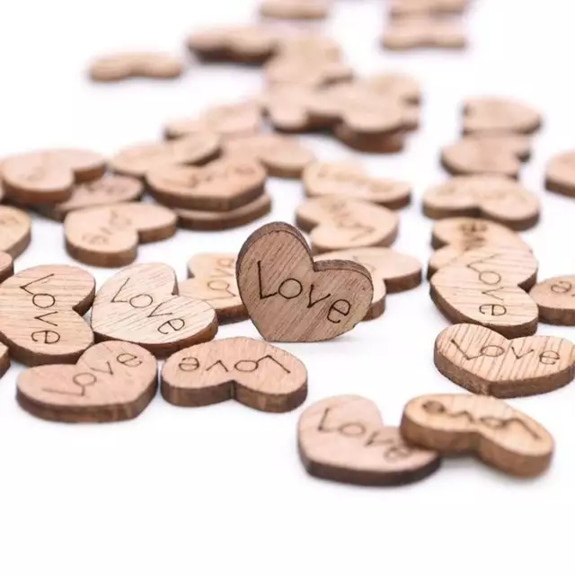 100pcs Dark 10x15mm Wooden Love Hearts Confetti Table Decoration Scatter Wedding