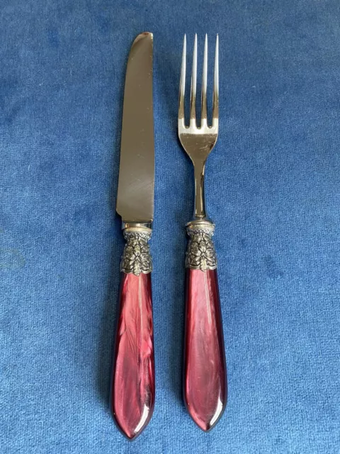 Vintage LAURE JAPY silverware Stainless FORK & KNIFE set 2 piece lot