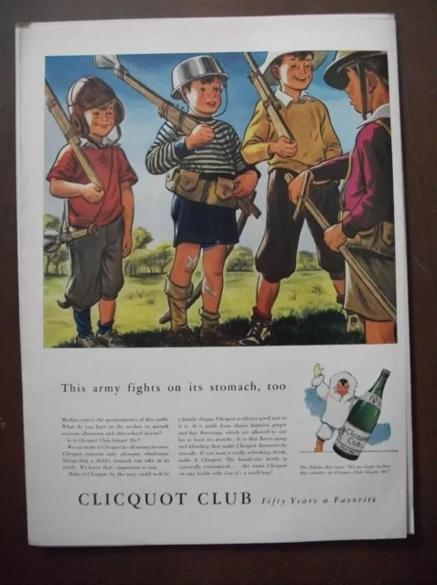 1942 VTG Orig Magazine Ad Clicquot Club Soda This Army Fights on It's Stomach