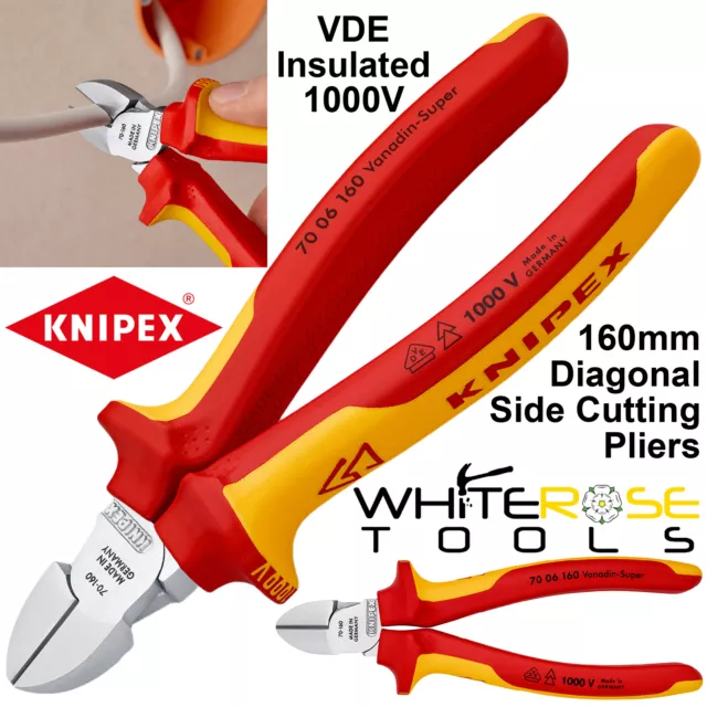 Knipex Diagonal Side Cutting Pliers 160mm Wire Cutter VDE Insulated 70 06 160