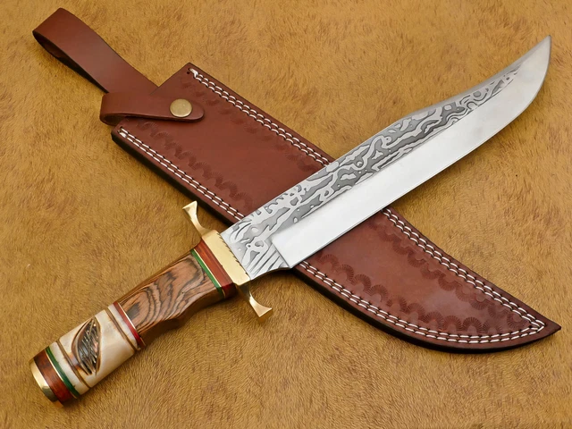 Rody Stan HANDMADE D2 ETCHING BLADE BOWIE/HUNTING KNIFE - ENGRAVED CAMEL BONE/