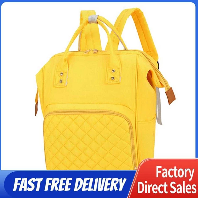 Pure Color Mommy Travel Backpacks Nylon Large Maternity Nappy Bags (Yellow)