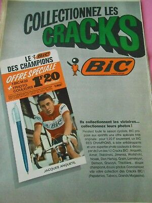 Publicitté Advertising 1966 Stylo Bic Jacques Anquetil