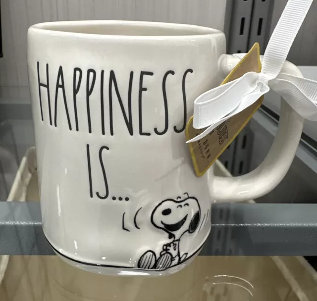 Rae Dunn Peanuts Snoopy and Woodstock “Happiness Is…” Mugs 2024 NEW