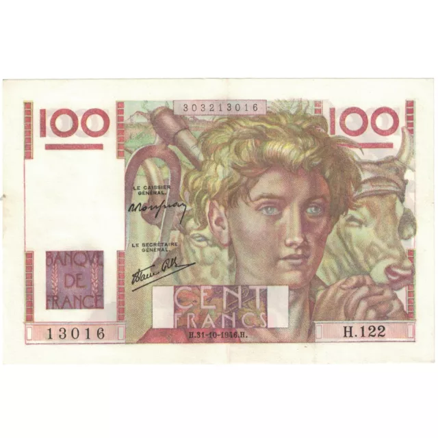 [#191855] France, 100 Francs, Jeune Paysan, 1946, H.122 13016, UNC, Fayette:28.1