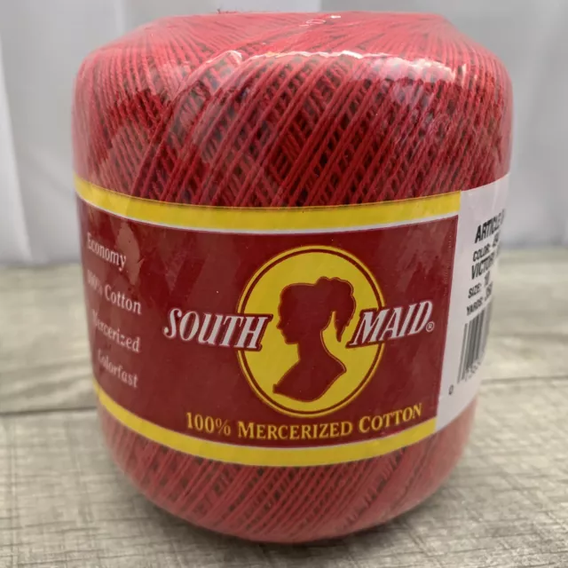 South Maid Crochet Thread Cotton Size 10 Color 494 Victory Red 350 Yards